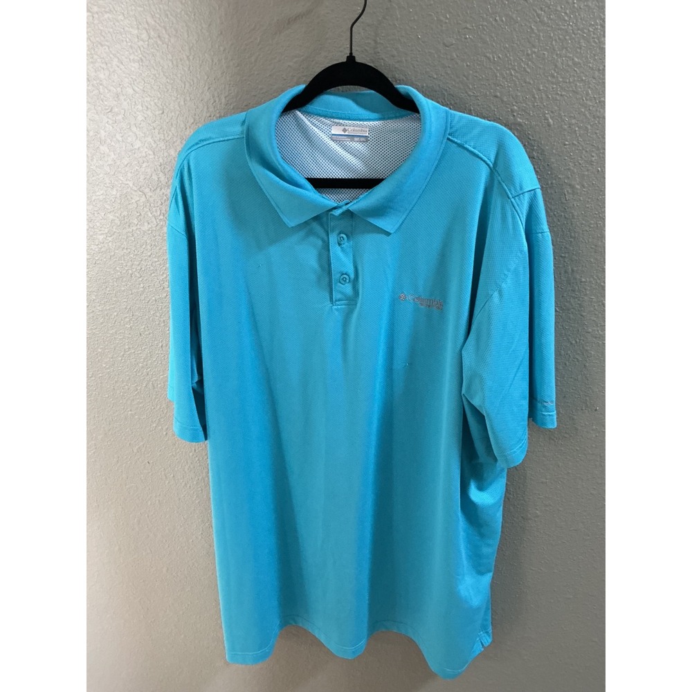 Columbia PFG Polo Shirt Mens 3XT Blue Excellent Performance Fishing